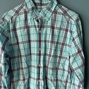 Vineyard Vines VV Button Down Plaid M Blue Pink Preppy